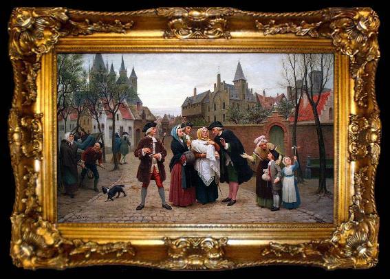 framed  Felix de Vigne A Baptism in Flanders in the 18th Century, ta009-2